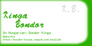 kinga bondor business card